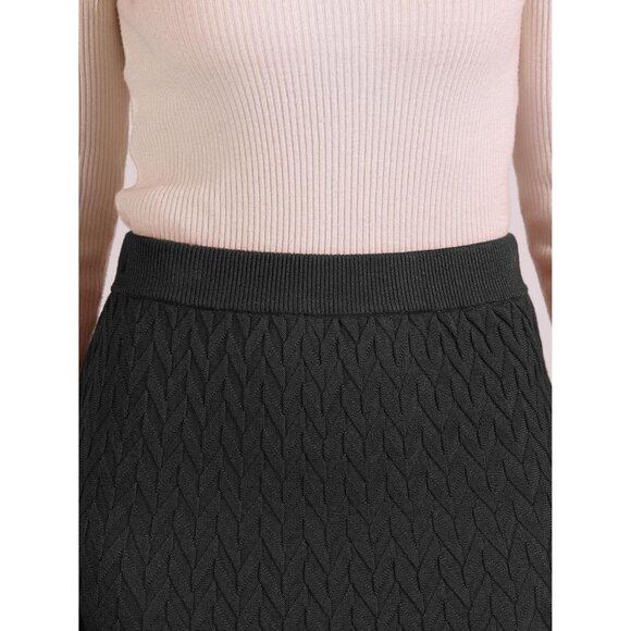 Women's High Waist Cable Knit Sweater Skirt Midi Fishtail Long Dress - Picture 5 of 5